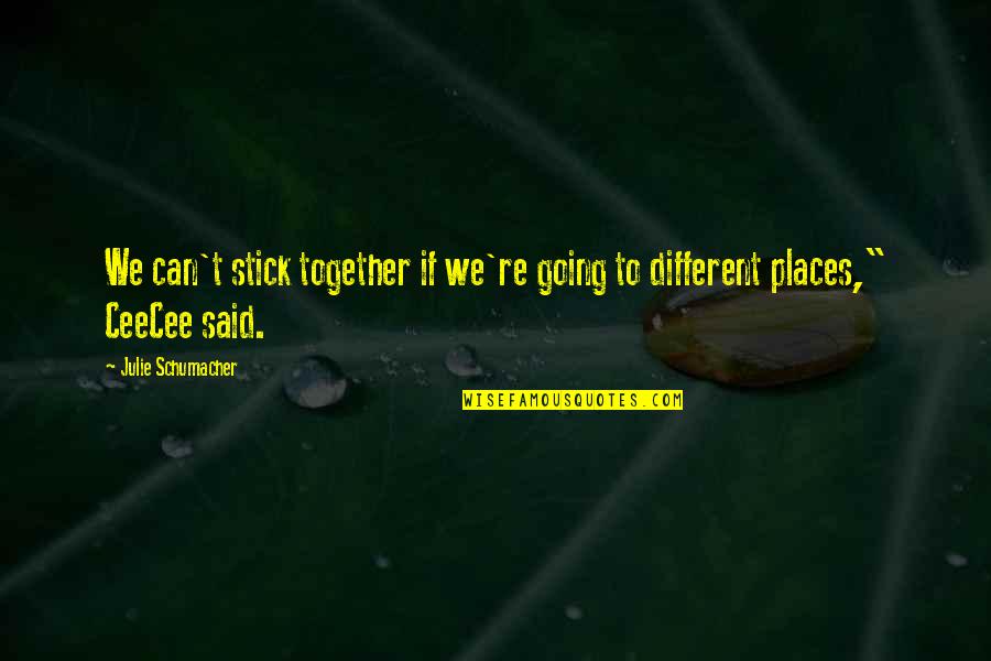 Going To Places Quotes By Julie Schumacher: We can't stick together if we're going to