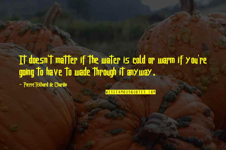 Going To Quotes By Pierre Teilhard De Chardin: It doesn't matter if the water is cold