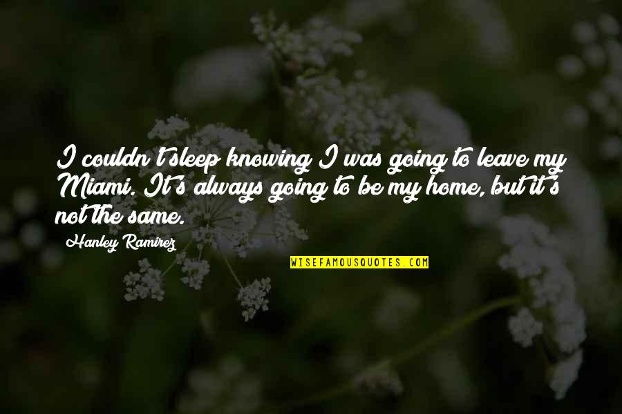 Going To Sleep Quotes By Hanley Ramirez: I couldn't sleep knowing I was going to