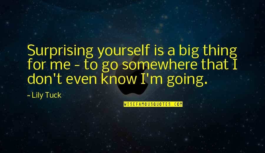 Going To Somewhere Quotes By Lily Tuck: Surprising yourself is a big thing for me