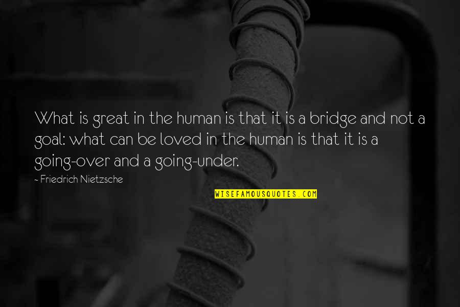 Going Under Quotes By Friedrich Nietzsche: What is great in the human is that