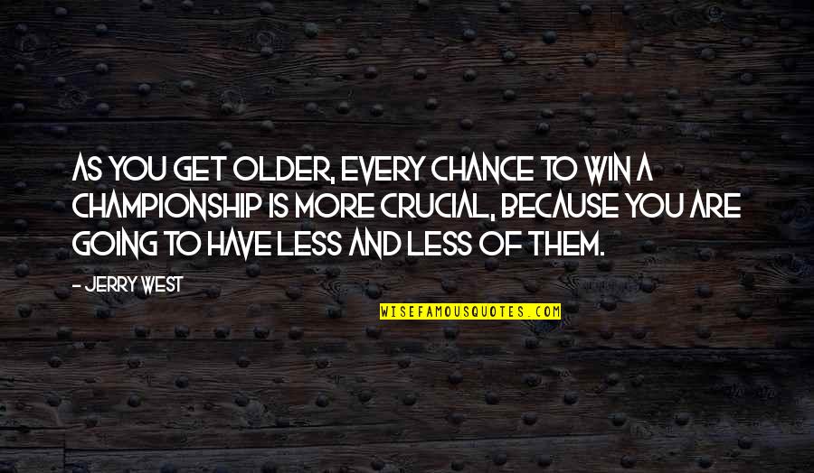 Going West Quotes By Jerry West: As you get older, every chance to win