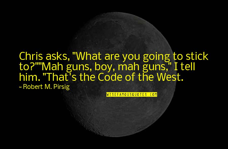 Going West Quotes By Robert M. Pirsig: Chris asks, "What are you going to stick