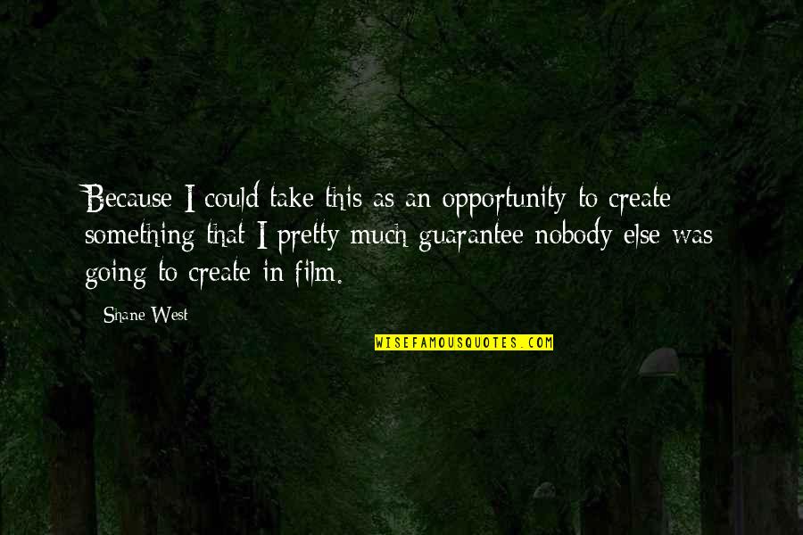 Going West Quotes By Shane West: Because I could take this as an opportunity