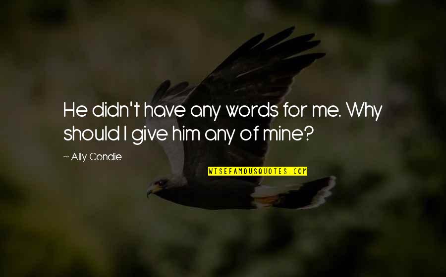 Gokuldham Quotes By Ally Condie: He didn't have any words for me. Why