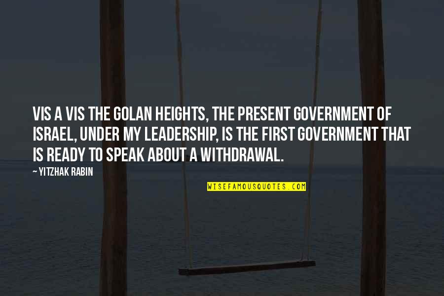 Golan Quotes By Yitzhak Rabin: Vis a vis the Golan Heights, the present