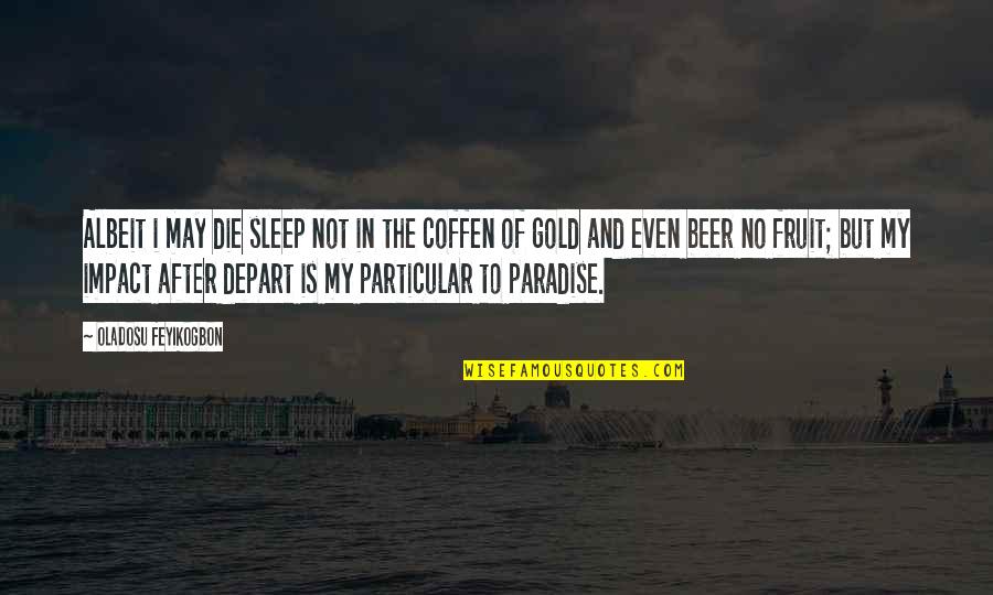 Gold In Life Quotes By Oladosu Feyikogbon: Albeit i may die sleep not in the