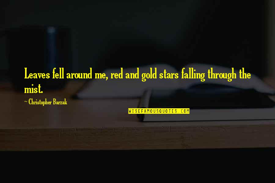 Gold Leaves Quotes By Christopher Barzak: Leaves fell around me, red and gold stars