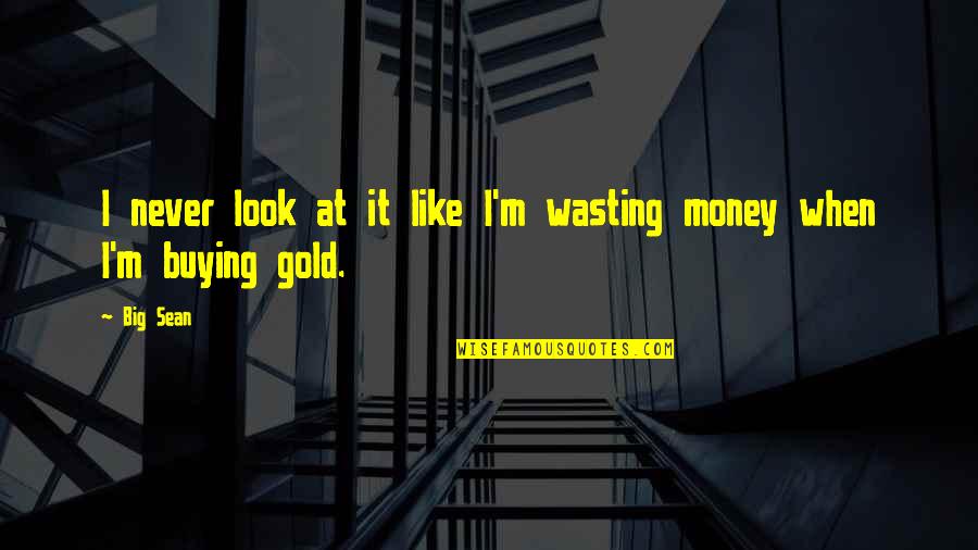 Gold Money Quotes By Big Sean: I never look at it like I'm wasting