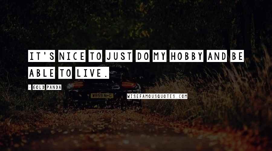 Gold Panda quotes: It's nice to just do my hobby and be able to live.