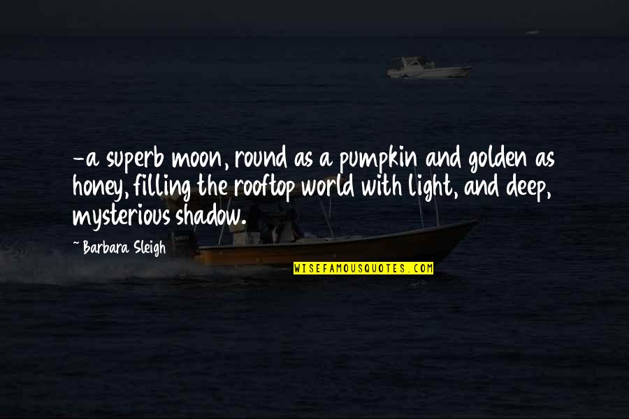 Golden Light Quotes By Barbara Sleigh: -a superb moon, round as a pumpkin and