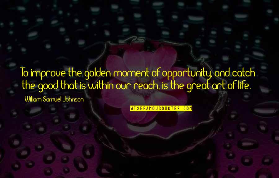 Golden Quotes By William Samuel Johnson: To improve the golden moment of opportunity, and