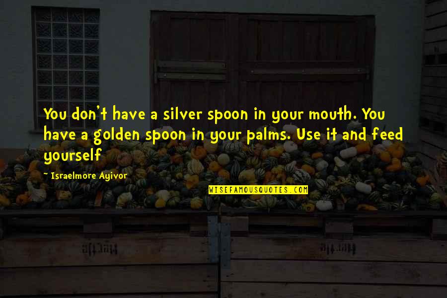 Golden Spoon Quotes By Israelmore Ayivor: You don't have a silver spoon in your