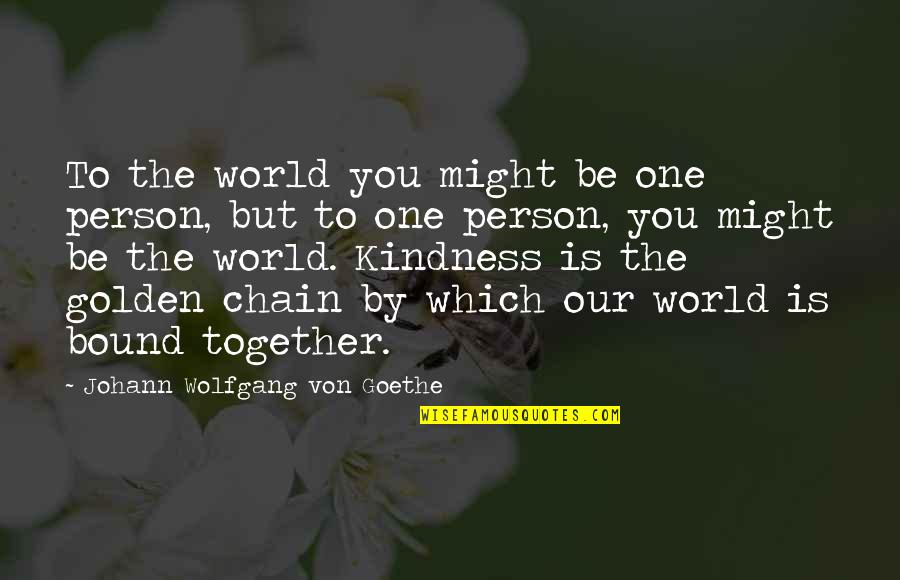 Golden World Quotes By Johann Wolfgang Von Goethe: To the world you might be one person,