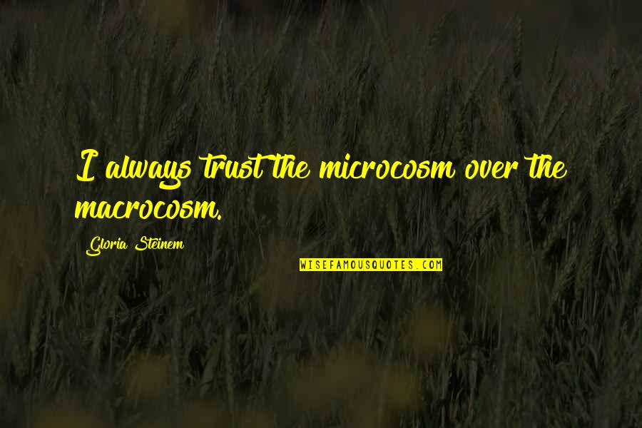 Goldsmansacks Quotes By Gloria Steinem: I always trust the microcosm over the macrocosm.