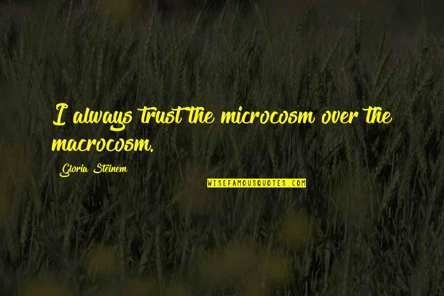 Goldsmansacks Quotes By Gloria Steinem: I always trust the microcosm over the macrocosm. Goldsmansacks Quotes By Gloria Steinem: I always trust the microcosm over the macrocosm.