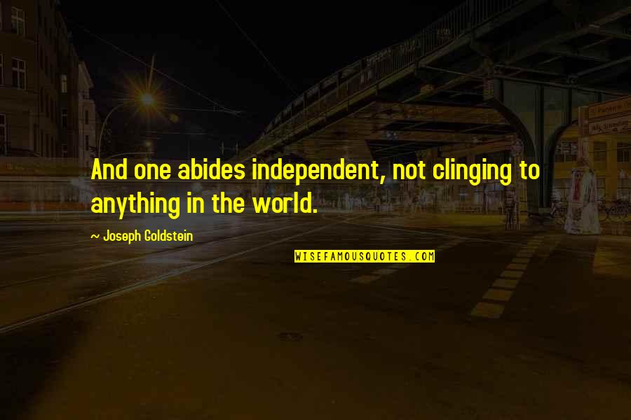 Goldstein Quotes By Joseph Goldstein: And one abides independent, not clinging to anything