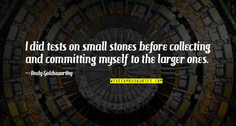 Goldsworthy Quotes By Andy Goldsworthy: I did tests on small stones before collecting