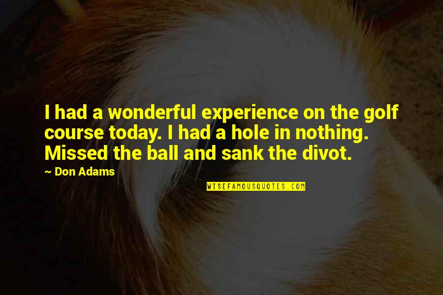 Golf Ball Quotes By Don Adams: I had a wonderful experience on the golf