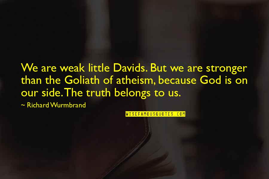 Goliath Quotes By Richard Wurmbrand: We are weak little Davids. But we are