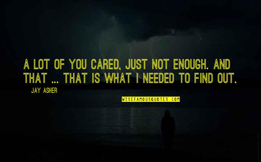 Goligoski Penguins Quotes By Jay Asher: A lot of you cared, just not enough.