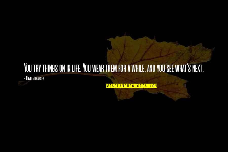 Golu Molu Baby Quotes By David Johansen: You try things on in life. You wear
