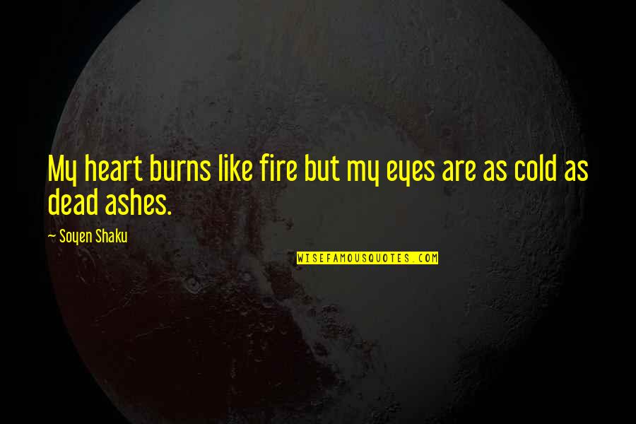 Goma Quotes By Soyen Shaku: My heart burns like fire but my eyes