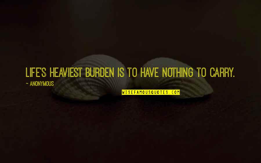 Gondolatok A T Ncr L Quotes By Anonymous: Life's heaviest burden is to have nothing to