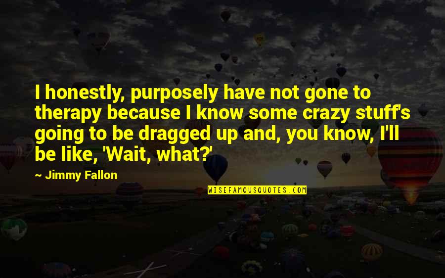 Gone Crazy Quotes By Jimmy Fallon: I honestly, purposely have not gone to therapy