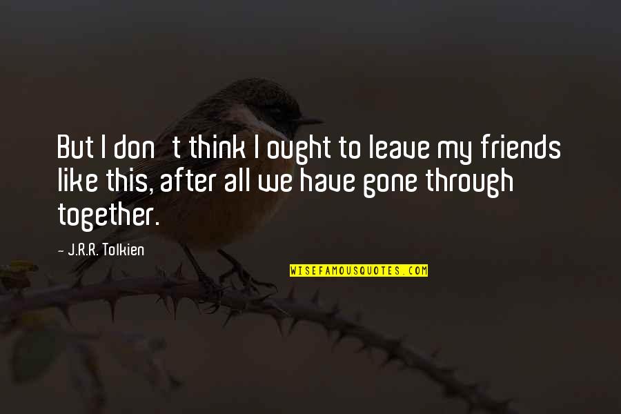 Gone Like Quotes By J.R.R. Tolkien: But I don't think I ought to leave