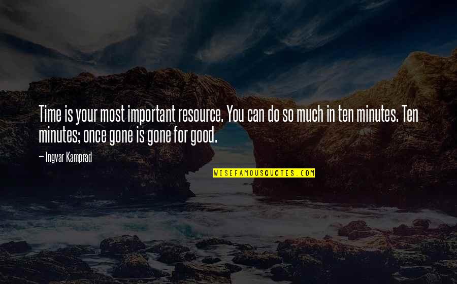 Gone Time Quotes By Ingvar Kamprad: Time is your most important resource. You can