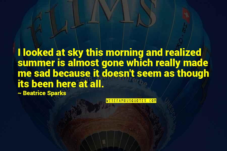 Gone Too Soon Sad Quotes By Beatrice Sparks: I looked at sky this morning and realized