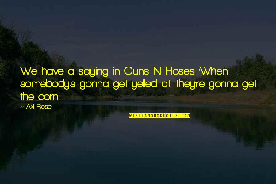 Gonna Be Somebody Quotes By Axl Rose: We have a saying in Guns N' Roses: