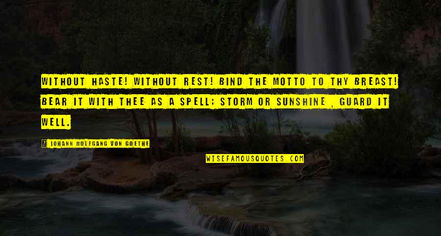 Good 21st Quotes By Johann Wolfgang Von Goethe: Without haste! without rest! Bind the motto to