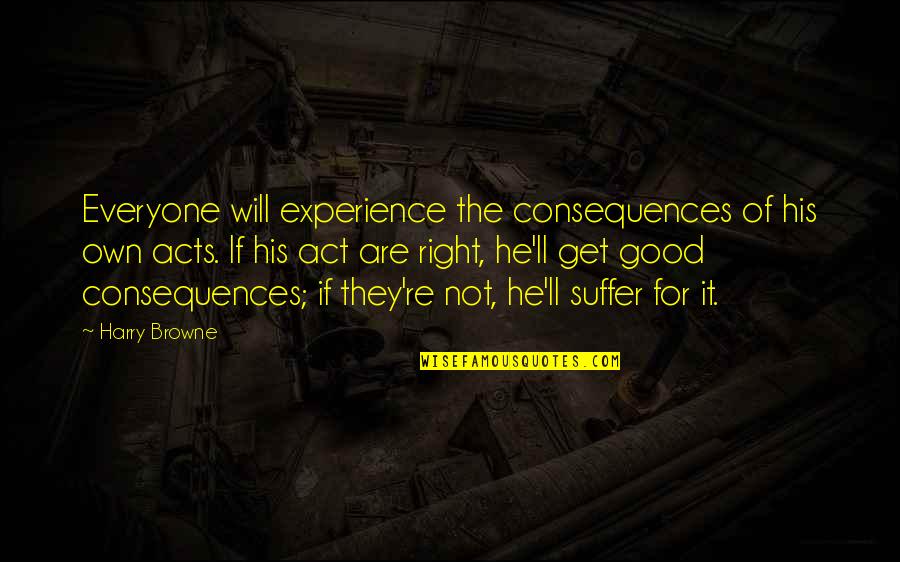 Good Acts Quotes By Harry Browne: Everyone will experience the consequences of his own