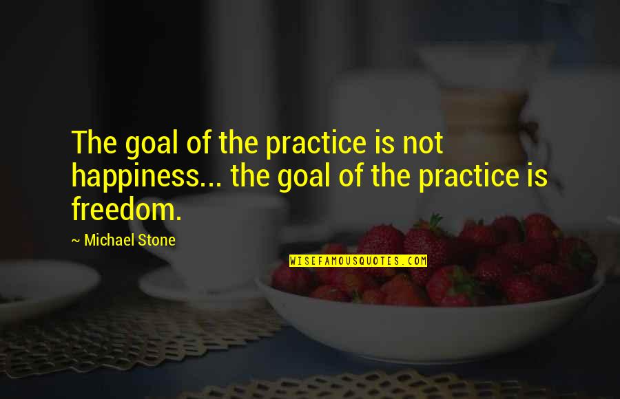 Good All Time Low Quotes By Michael Stone: The goal of the practice is not happiness...