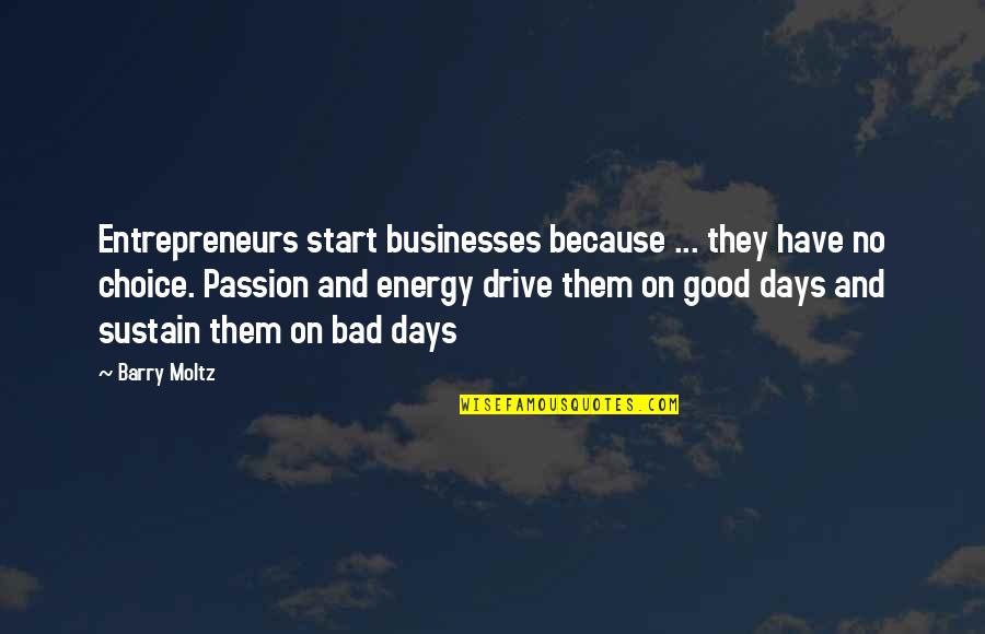 Good And Bad Choice Quotes By Barry Moltz: Entrepreneurs start businesses because ... they have no