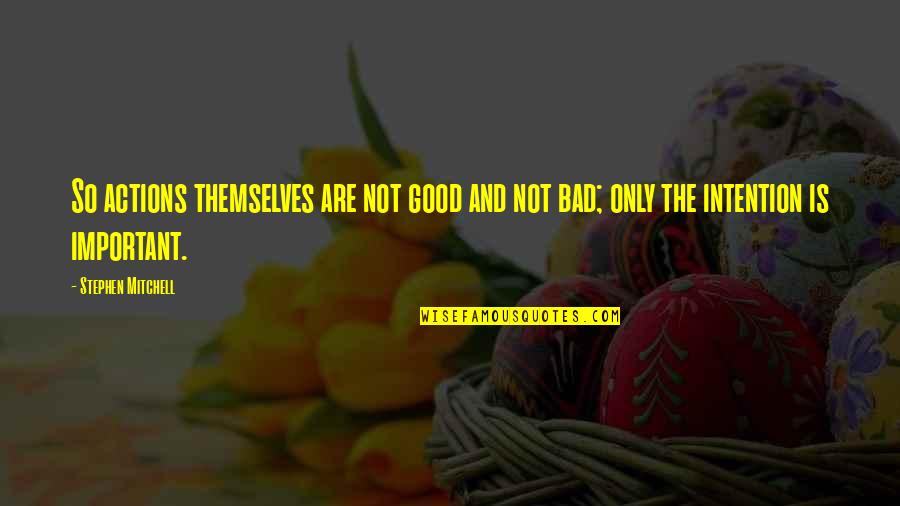Good And Bad Quotes By Stephen Mitchell: So actions themselves are not good and not