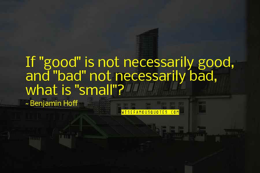 Good And Small Quotes By Benjamin Hoff: If "good" is not necessarily good, and "bad"