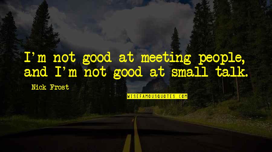 Good And Small Quotes By Nick Frost: I'm not good at meeting people, and I'm