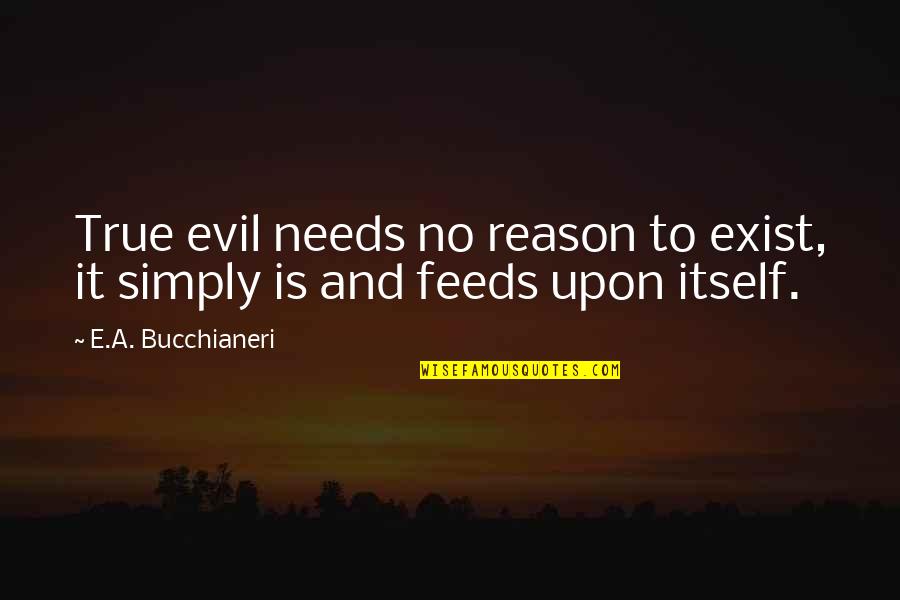 Good And True Quotes By E.A. Bucchianeri: True evil needs no reason to exist, it