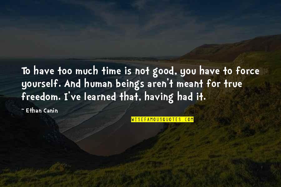 Good And True Quotes By Ethan Canin: To have too much time is not good,