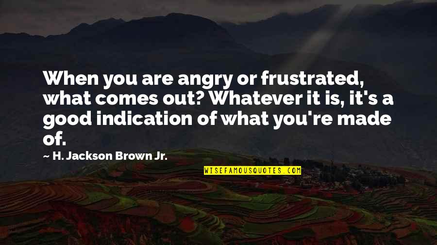 Good Angry Quotes By H. Jackson Brown Jr.: When you are angry or frustrated, what comes