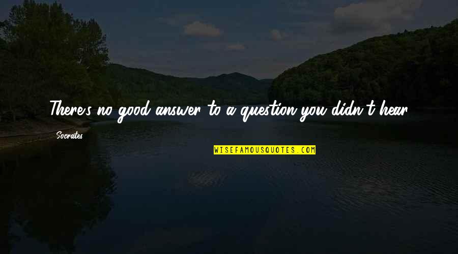 Good Answer Quotes By Socrates: There's no good answer to a question you