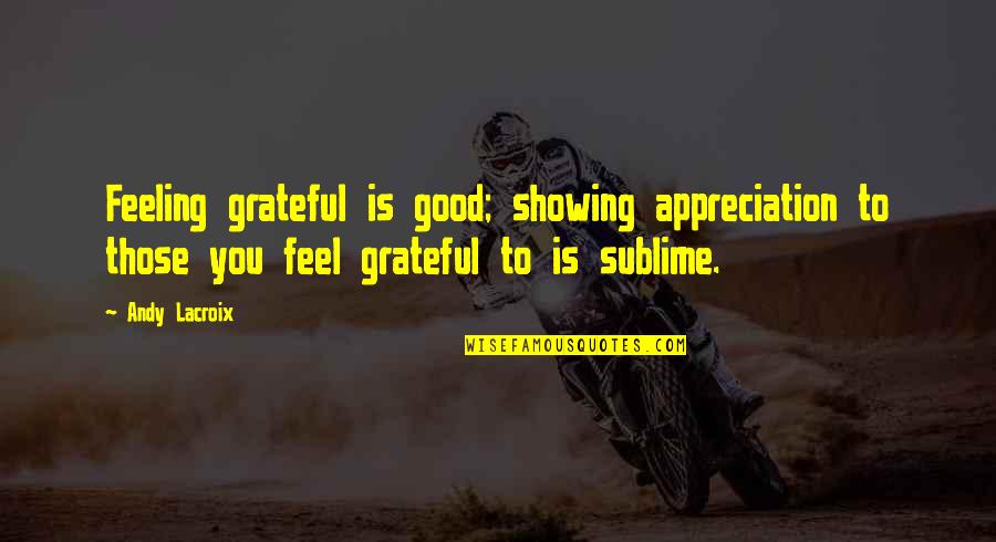 Good Appreciation Quotes By Andy Lacroix: Feeling grateful is good; showing appreciation to those Good Appreciation Quotes By Andy Lacroix: Feeling grateful is good; showing appreciation to those
