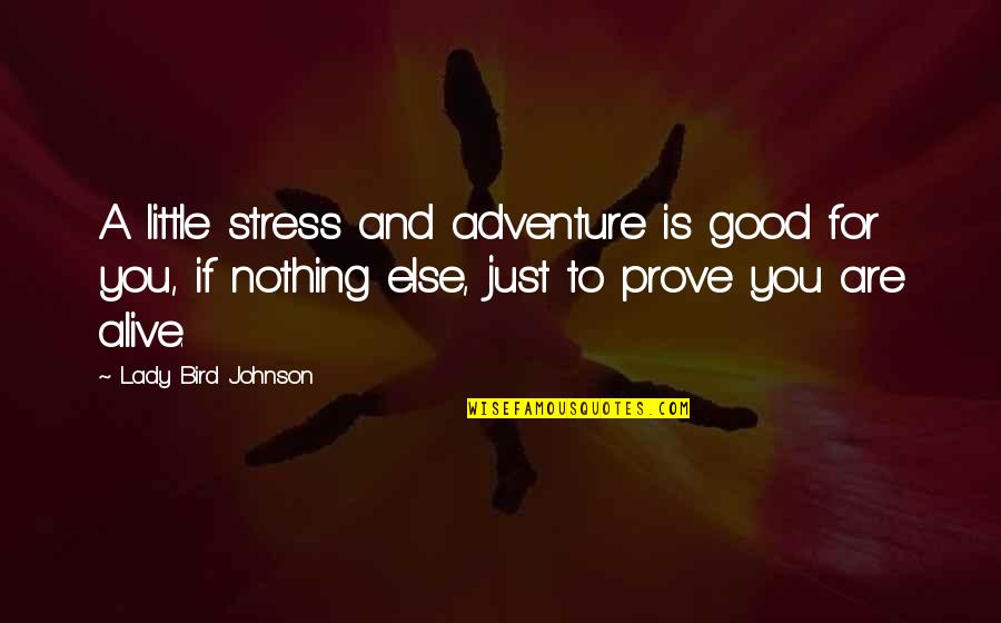 Good Appropriate Senior Quotes By Lady Bird Johnson: A little stress and adventure is good for