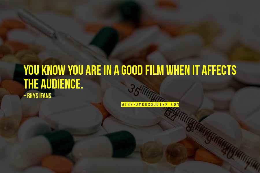 Good Audience Quotes By Rhys Ifans: You know you are in a good film