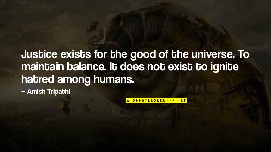 Good Balance Quotes By Amish Tripathi: Justice exists for the good of the universe.