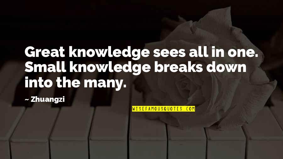 Good Banking Quotes By Zhuangzi: Great knowledge sees all in one. Small knowledge