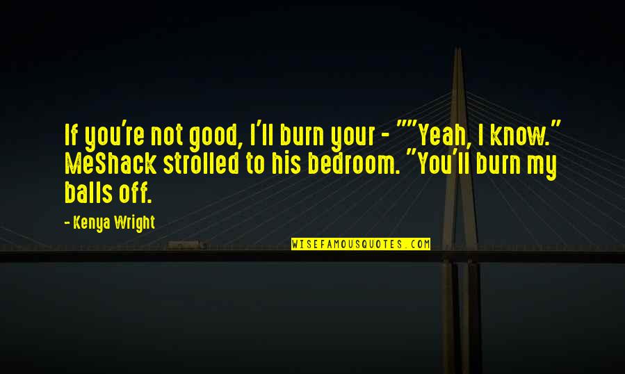 Good Bedroom Quotes By Kenya Wright: If you're not good, I'll burn your -